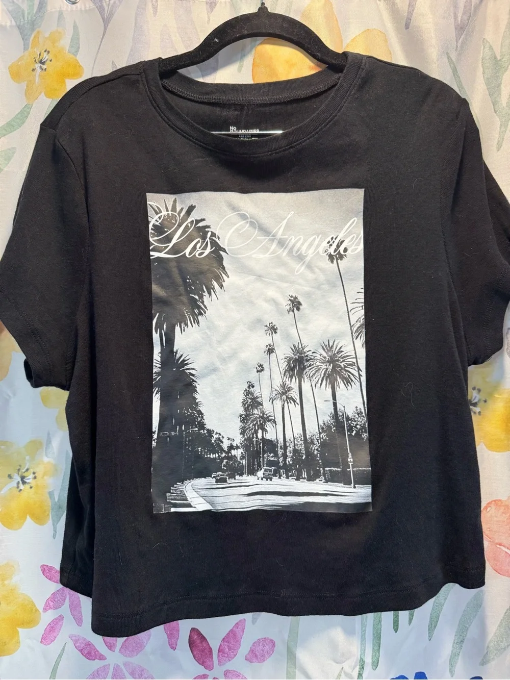 Black Los Angeles Photo Crop Tee